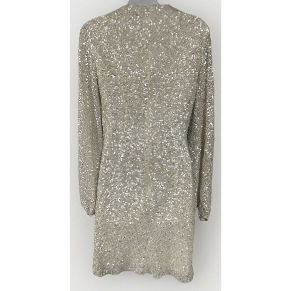 BHLDN Anthropologie Goldie Long Sleeve Sequence Short Mini Wedding Party Dress 4 - Picture 3 of 16